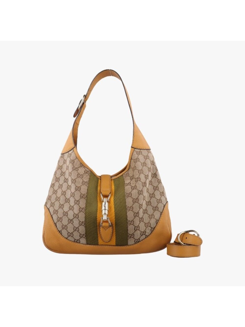 Gucci New Jackie Beige Orange Canvas Leather Shoulder Bag